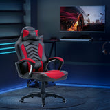 English Elm Homcom 6 Vibrating Point Massage Computer Gaming Chair 5 Modes, Racing Style Heated Desk Chair Swivel Rolling Chair With Headrest, Red / Black