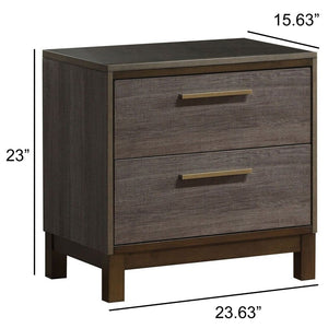 English Elm Manvel Solid Wood Nightstand Two Drawer Antique Gray Finish for Modern Bedrooms B056P417103