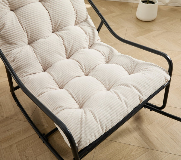 English Elm Outdoor Rocking Chair Steel Frame Corduroy Cushion Modern Armless Patio Lounge Seat W640P443543