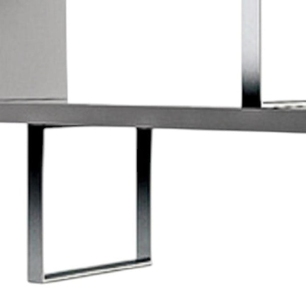 HomeRoots 67" Stylish Gray & Silver Three-Tier Etagere Bookcase - Modern Metal & Wood Storage Solution for Any Space 555007