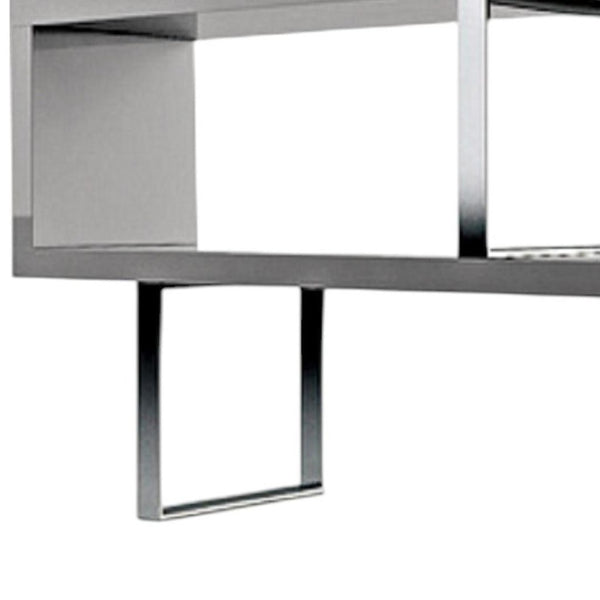 HomeRoots 67" Stylish Gray & Silver Three-Tier Etagere Bookcase - Modern Metal & Wood Storage Solution for Any Space 555007