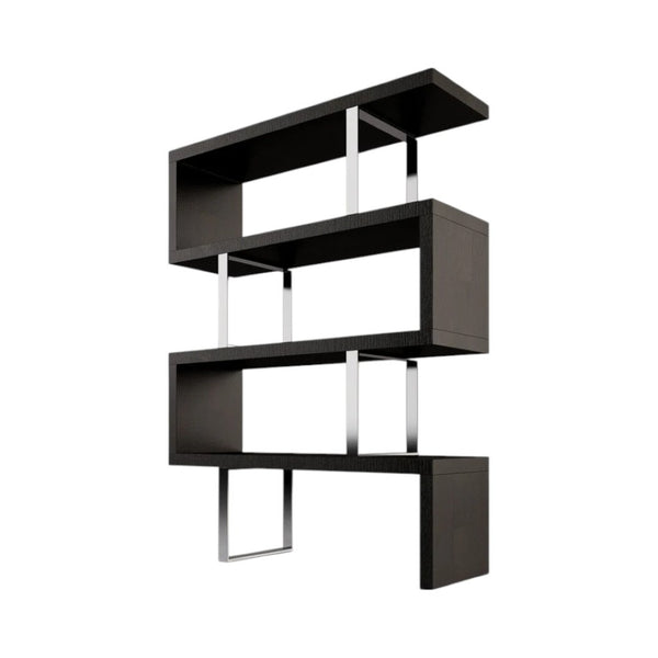 HomeRoots 67" Sleek Black and Silver Metal and Wood Etagere Bookcase - Modern Three-Tiered Storage Solution 555008