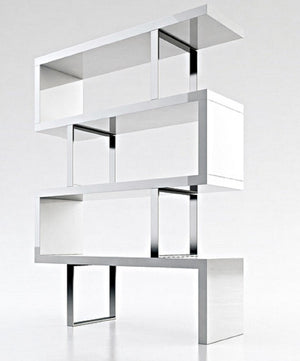 HomeRoots 67" Stylish White and Silver Three-Tier Etagere Bookcase - Modern Metal and Wood Design for Space-Saving 555009