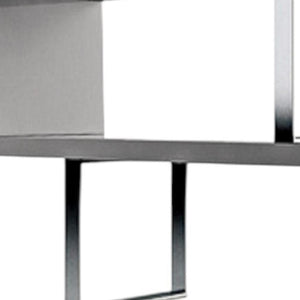 HomeRoots 67" Gray Wood & Silver Metal Three-Tier Etagere Bookcase – Modern Zig-Zag Design for Stylish Storage 555010