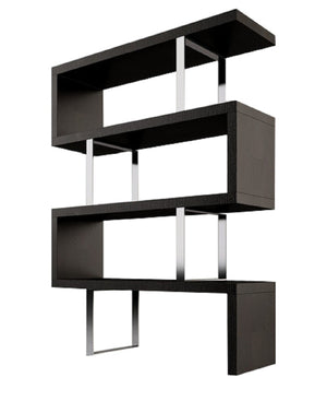 HomeRoots 67" Modern Espresso and Silver Metal Three-Tier Etagere Bookcase for Stylish Storage & Display 555011