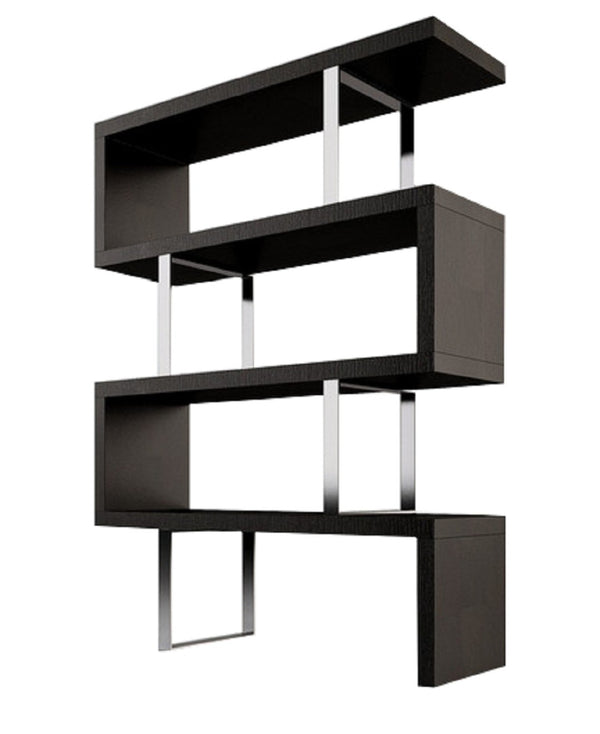 HomeRoots 67" Modern Espresso and Silver Metal Three-Tier Etagere Bookcase for Stylish Storage & Display 555011