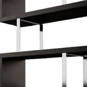 HomeRoots 67" Modern Espresso and Silver Metal Three-Tier Etagere Bookcase for Stylish Storage & Display 555011