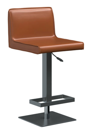 Homeroots Orange And Black Faux Leather And Metal Low Back Adjustable Height Bar Chair   555016