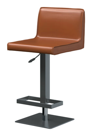 Homeroots Orange And Black Faux Leather And Metal Low Back Adjustable Height Bar Chair   555016