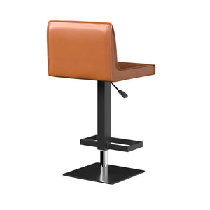 Homeroots Orange And Black Faux Leather And Metal Low Back Adjustable Height Bar Chair   555016