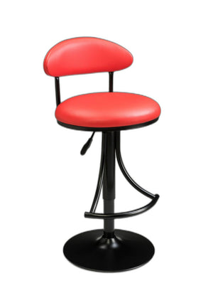 Homeroots Red And Black Velver And Metal Low Back Adjustable Height Bar Chair   555017