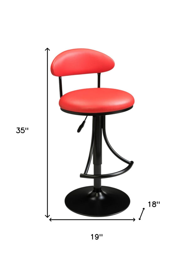 HomeRoots Red Velvet Adjustable Height Bar Chair with Black Metal Frame, Stylish Comfort for Any Space 555017