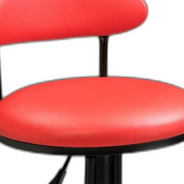 Homeroots Red And Black Velver And Metal Low Back Adjustable Height Bar Chair   555017