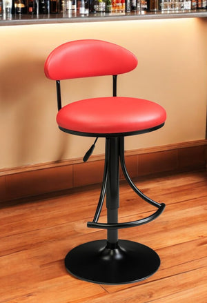HomeRoots Red Velvet Adjustable Height Bar Chair with Black Metal Frame, Stylish Comfort for Any Space 555017