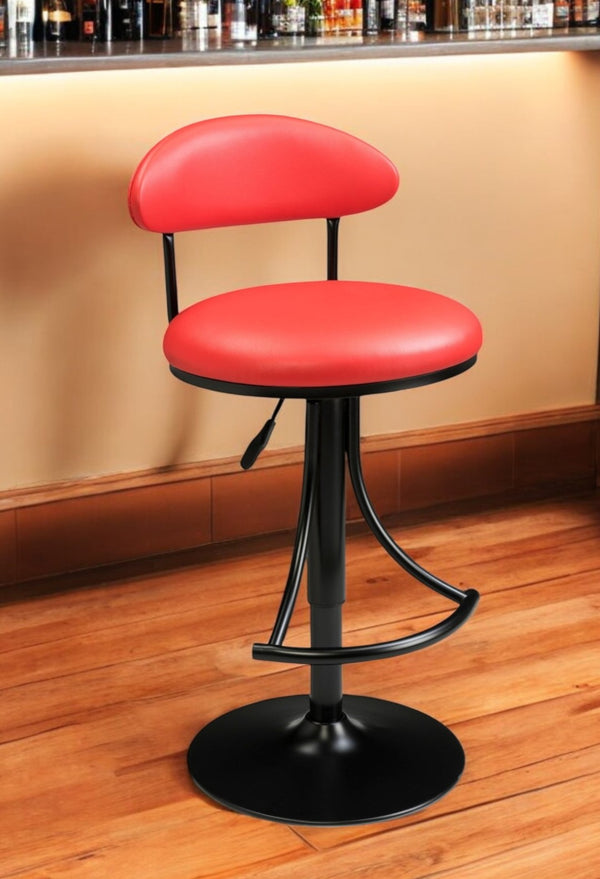 HomeRoots Red Velvet Adjustable Height Bar Chair with Black Metal Frame, Stylish Comfort for Any Space 555017