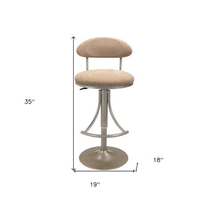 HomeRoots Brown Velvet Bar Chair with Adjustable Height & Silver Metal Frame - Modern Comfort for Any Space 555018