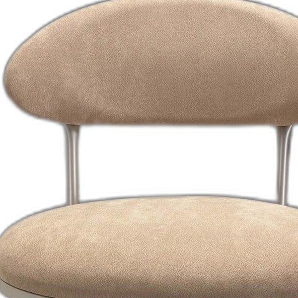 Homeroots Brown And Silver Velvet And Metal Low Back Adjustable Height Bar Chair   555018