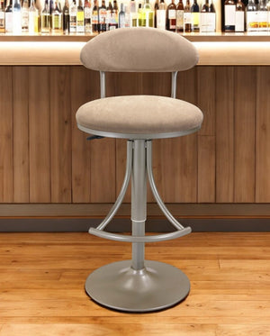 HomeRoots Brown Velvet Bar Chair with Adjustable Height & Silver Metal Frame - Modern Comfort for Any Space 555018