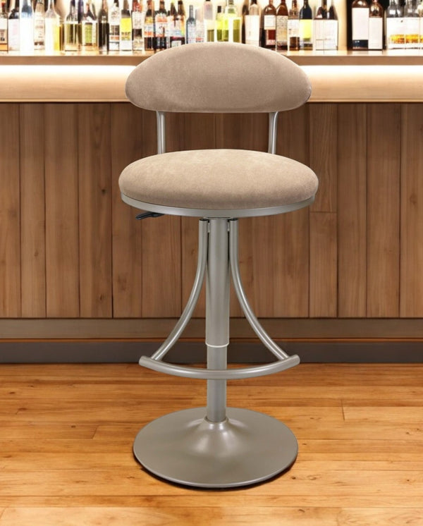 HomeRoots Brown Velvet Bar Chair with Adjustable Height & Silver Metal Frame - Modern Comfort for Any Space 555018