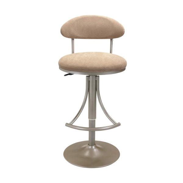 HomeRoots Brown Velvet Bar Chair with Adjustable Height & Silver Metal Frame - Modern Comfort for Any Space 555018