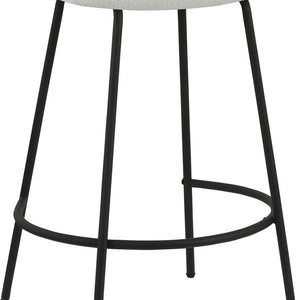 Homeroots Set Of Two 26" White And Black Faux Sherpa And Metal Backless Counter Height Bar Chairs   555020