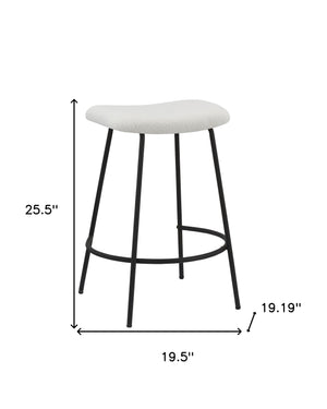 Homeroots Set Of Two 26" White And Black Faux Sherpa And Metal Backless Counter Height Bar Chairs   555020