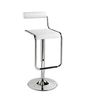 Homeroots White And Silver Faux Leather And Metal Low Back Adjustable Height Bar Chair   555022