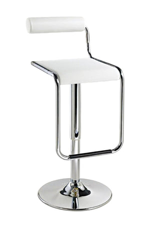HomeRoots White Low Back Adjustable Height Bar Chair – Sleek Faux Leather & Silver Metal for Modern Spaces 555022