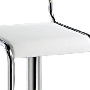 Homeroots White And Silver Faux Leather And Metal Low Back Adjustable Height Bar Chair   555022