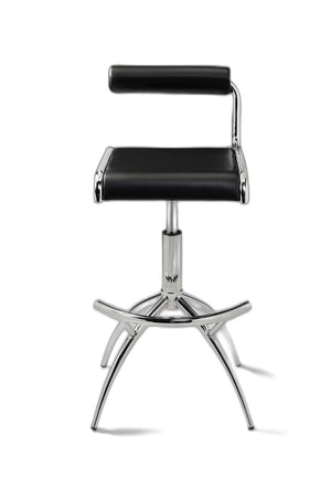 Homeroots Set Of Two Black And Silver Faux Leather And Metal Low Back Adjustable Height Bar Chairs   555023