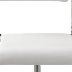 HomeRoots Set of Two Modern Adjustable Height Bar Chairs in White Faux Leather & Silver Metal Frame Design 555024