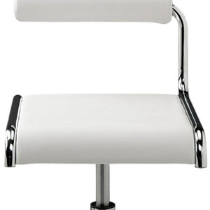 HomeRoots Set of Two Modern Adjustable Height Bar Chairs in White Faux Leather & Silver Metal Frame Design 555024