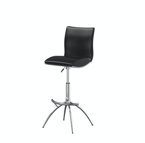 Homeroots Set Of Two Black And Silver Faux Leather And Metal Low Back Adjustable Height Bar Chairs   555027