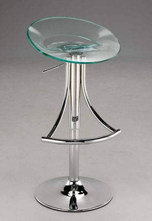 HomeRoots Clear Low Back Adjustable Height Bar Chair - Modern Silver Metal & Durable Plastic for Stylish Spaces 555031