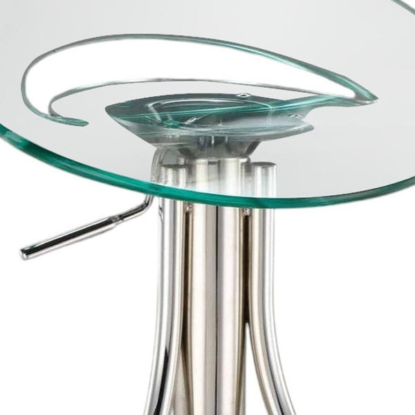 HomeRoots Clear Low Back Adjustable Height Bar Chair - Modern Silver Metal & Durable Plastic for Stylish Spaces 555031