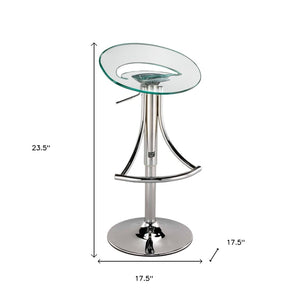HomeRoots Clear Low Back Adjustable Height Bar Chair - Modern Silver Metal & Durable Plastic for Stylish Spaces 555031