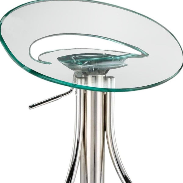 HomeRoots Clear Low Back Adjustable Height Bar Chair - Modern Silver Metal & Durable Plastic for Stylish Spaces 555031