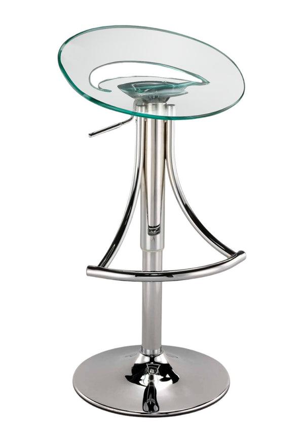 HomeRoots Clear Low Back Adjustable Height Bar Chair - Modern Silver Metal & Durable Plastic for Stylish Spaces 555031
