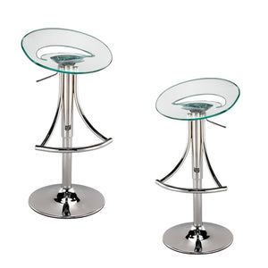 HomeRoots Clear Low Back Adjustable Height Bar Chair - Modern Silver Metal & Durable Plastic for Stylish Spaces 555031
