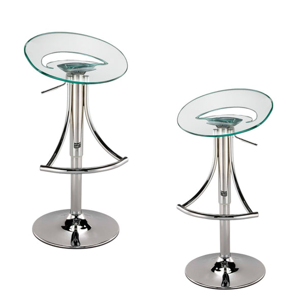 HomeRoots Clear Low Back Adjustable Height Bar Chair - Modern Silver Metal & Durable Plastic for Stylish Spaces 555031