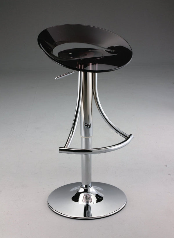HomeRoots Black Low Back Adjustable Height Bar Chair - Sleek Silver Metal Frame with Durable Plastic Seat 555032