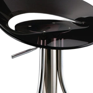 HomeRoots Black Low Back Adjustable Height Bar Chair - Sleek Silver Metal Frame with Durable Plastic Seat 555032
