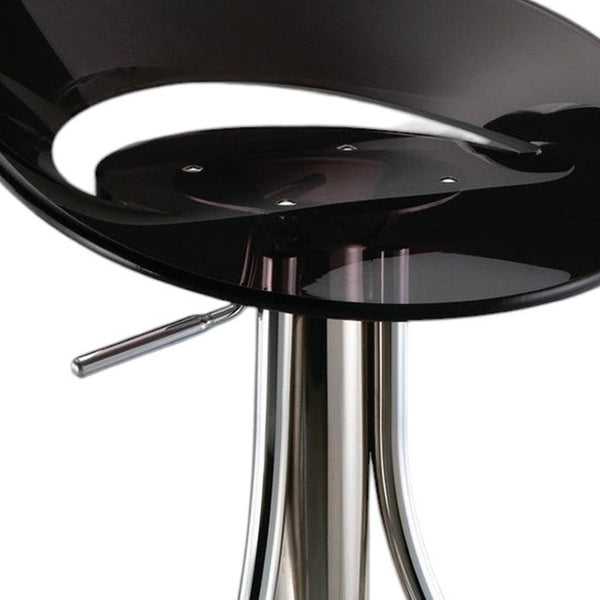 HomeRoots Black Low Back Adjustable Height Bar Chair - Sleek Silver Metal Frame with Durable Plastic Seat 555032
