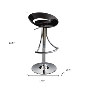 HomeRoots Black Low Back Adjustable Height Bar Chair - Sleek Silver Metal Frame with Durable Plastic Seat 555032