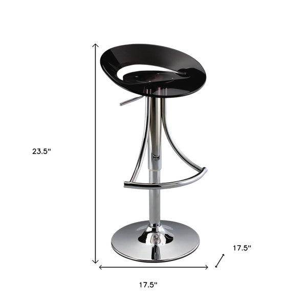 HomeRoots Black Low Back Adjustable Height Bar Chair - Sleek Silver Metal Frame with Durable Plastic Seat 555032