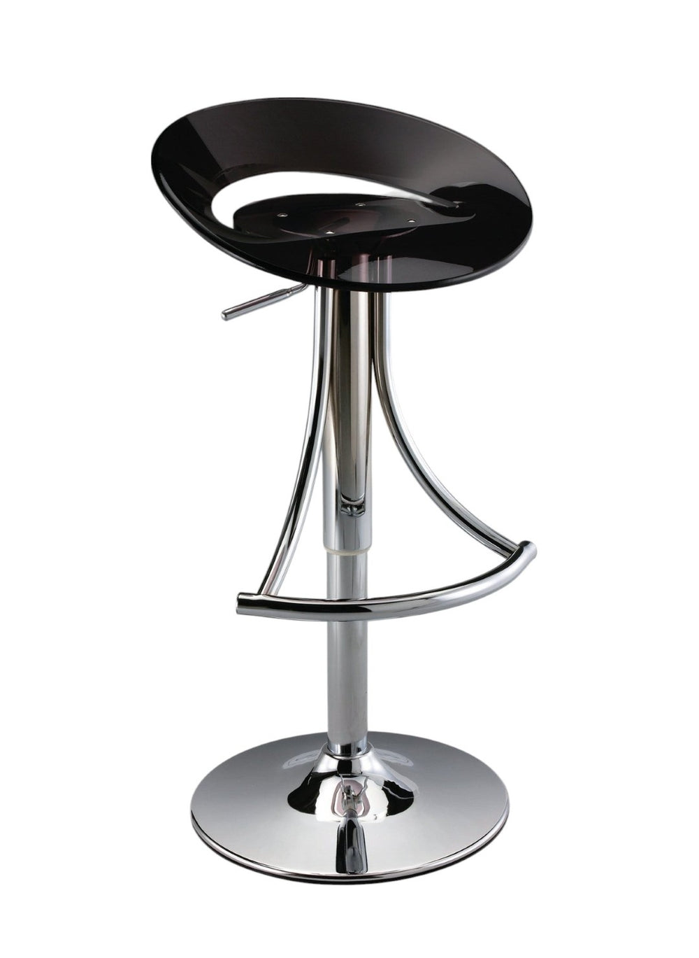 HomeRoots Black Low Back Adjustable Height Bar Chair - Sleek Silver Metal Frame with Durable Plastic Seat 555032