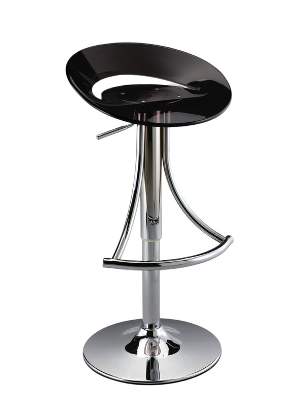 HomeRoots Black Low Back Adjustable Height Bar Chair - Sleek Silver Metal Frame with Durable Plastic Seat 555032