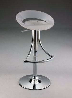 Homeroots White And Silver Acrylic And Metal Low Back Adjustable Height Bar Chair   555033