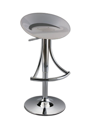 Homeroots White And Silver Acrylic And Metal Low Back Adjustable Height Bar Chair   555033