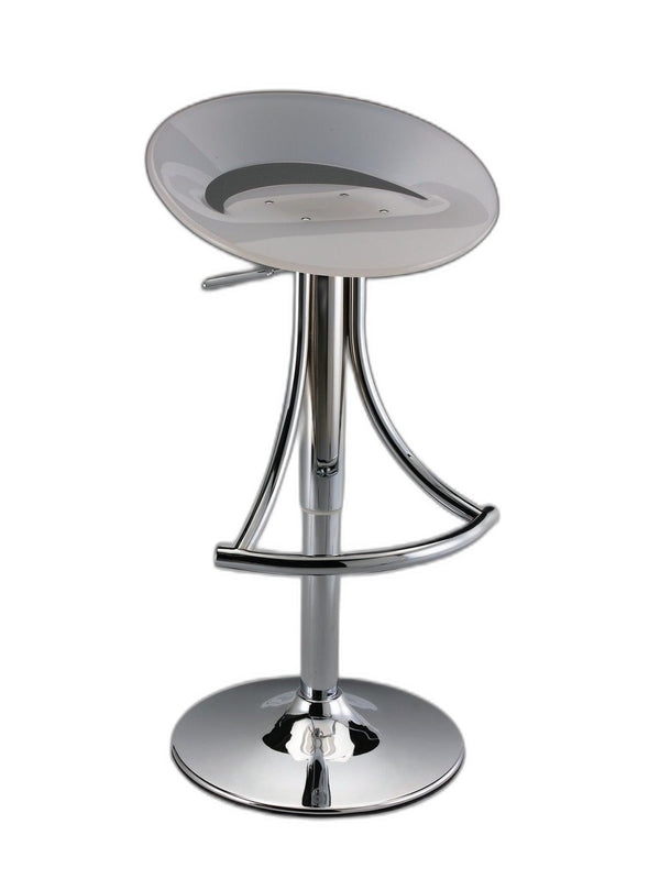 Homeroots White And Silver Acrylic And Metal Low Back Adjustable Height Bar Chair   555033
